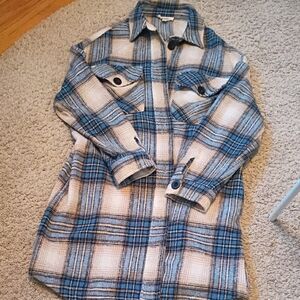 Worth Collective Plaid Blue and White Women's Jacket
